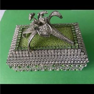 Isabella Adams Crystal Green Flower Keepsake Box